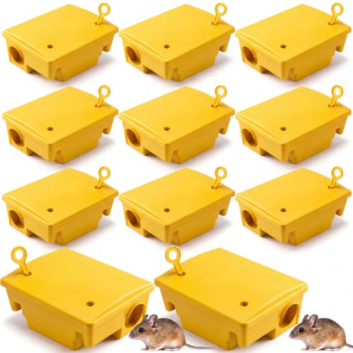 Image of Qualirey 12 Packs Rat Bait Stations Rodent Traps Outdoor Indoor, Yellow