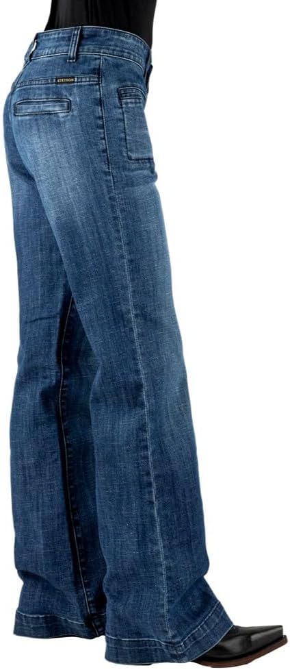 Stetson Western Jeans Womens Low Rise 8 Long Blue 11-054-0214-0815 BU