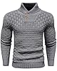 LIAMERHE Men's Jumpers Casual Knitted Sweaters Crew Neck Warm Long Sleeve Winter Pullover Comfort Stand Collar Golf Tops Jumper for Men Grey XXL #4