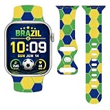 WANSENCE 2026 Brazil Soccer-Themed Silicone Band Compatible with Apple Watch 38mm 40mm 41mm 42mm 44mm 45mm 46mm 49mm, Brazil-Inspired Colors Sport Replacement Strap for All Series, Men Women