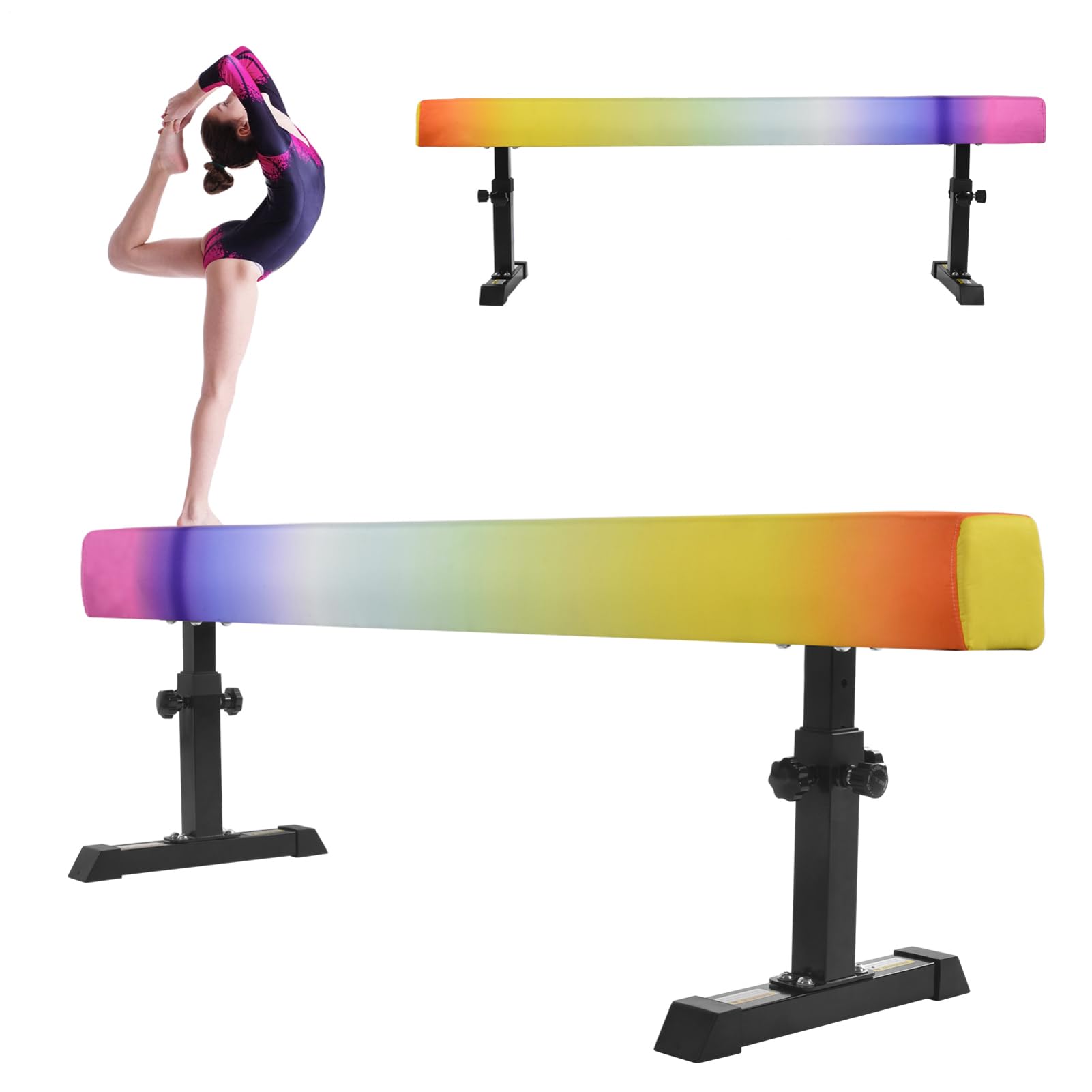 Poutre Gymnastique 5 Hauteurs Réglables Poutress D'Équilibre Enfant Poutre Gym Capacité de charge 50 kg 180 cm de long Équipement d'entraînement de gymnastique à poutres stables de niveau haut et bas
