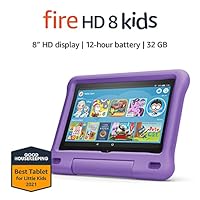 Fire HD 8 Kids tablet, 8&quot; HD display, ages 3-7, 32 GB, includes a 1-year subscription to Amazon Kids+ content, Purple Kid-Proof Case, (2020 release)