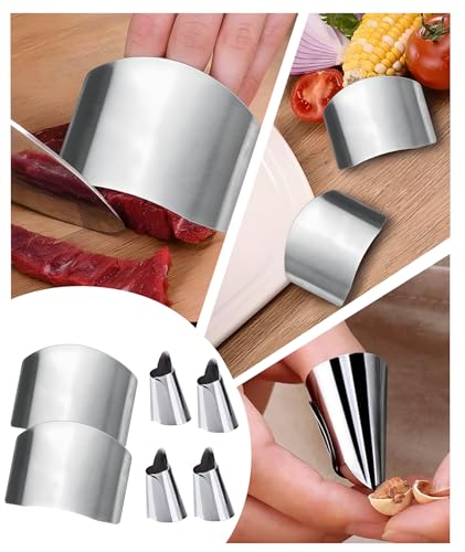 Image of 6 PCS Finger Protector for Cutting Vegetables, Finger Guard for Kitchen Safety, Adjustable Finger Caps for Cutting Vegetables, Stainless Steel Finger Cover for Kitchen Cutting