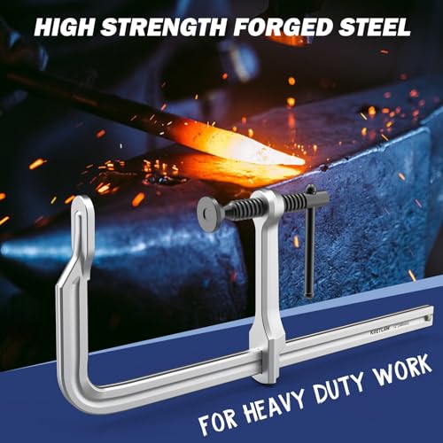 12 Inch Heavy-duty Bar Clamps (1200 lbs), 4-Pack, 4-3/4" Throat, Thickened F Clamps for Welding, Metalworking and Woodworking