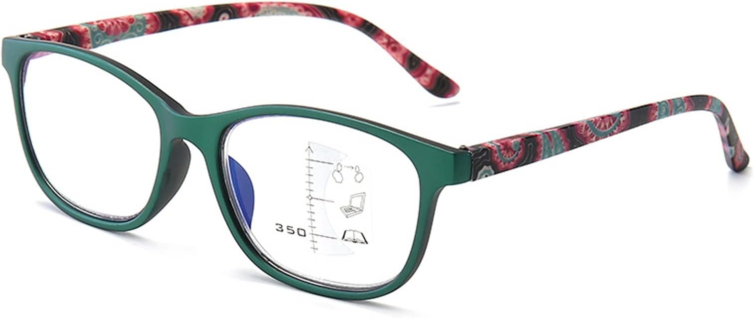 Progressive Multifocus Reading Glasses Blue Light Blocking Multifocal Computer Readers for Women Men with Spring Hinge (Color : 1, Size : +1.5)