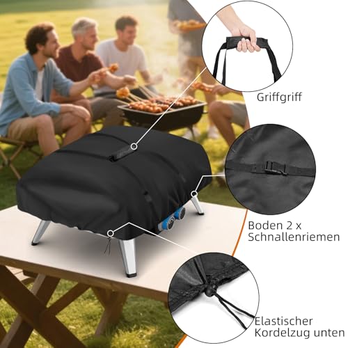 Iptienda Pizzaofen Abdeckung für Tefal Pizzaofen Gas,wasserdichte Pizzaofen Tragetasche Pizzaofen Zubehör 420D Oxford-Stoff UV-beständige Wetterfeste-71x52x35cm