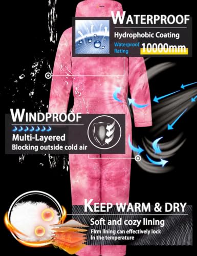 Image of GEMYSE Kids One Pieces Ski Suits Jumpsuits Boys Girls' Winter Outdoor Snowboarding Waterproof Snowsuits
