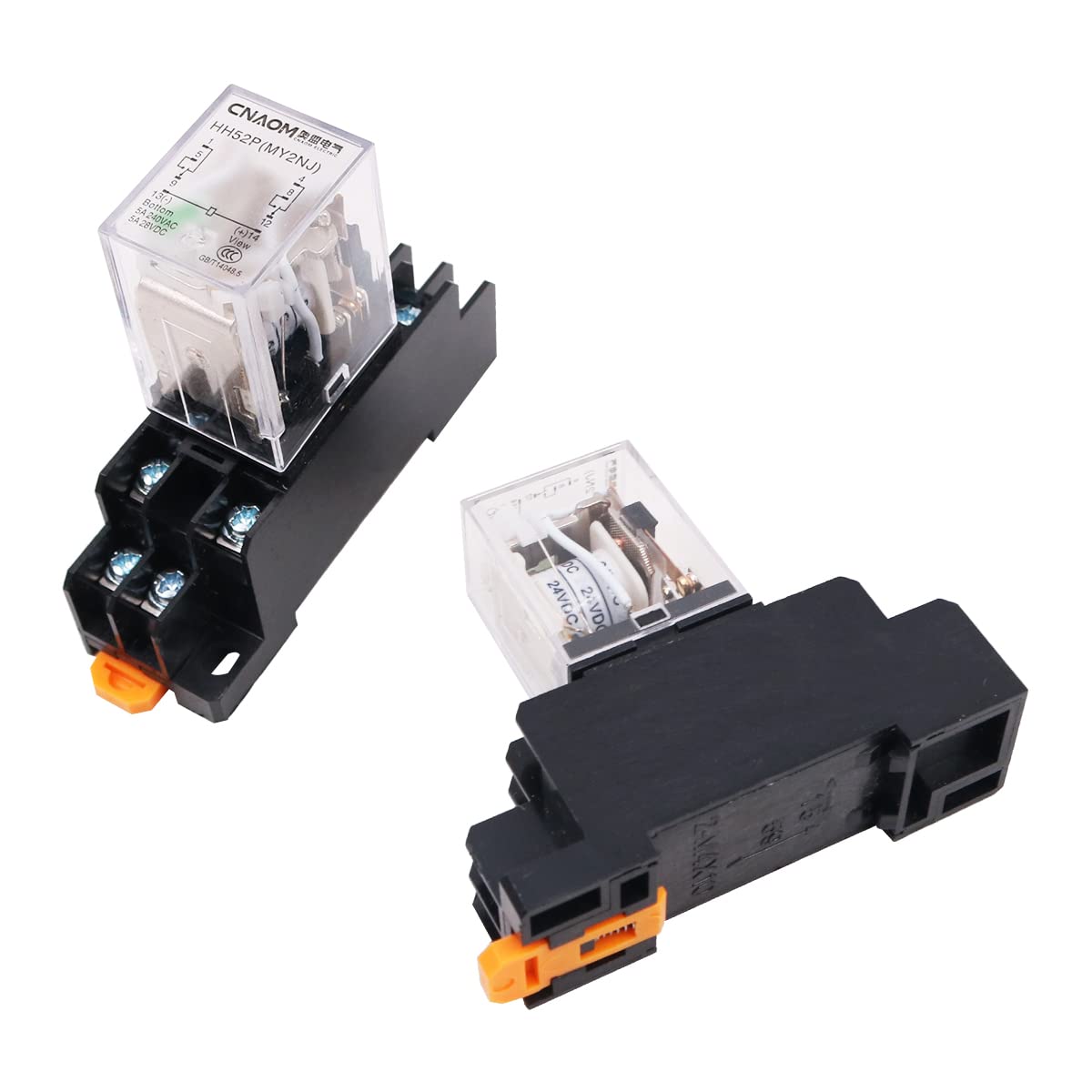 WANGCL 2 szt. Mini DC 24 V przekaźnik elektromagnetyczny przełącznik 8-pinowy przekaźnik DPDT 2NO+2NC ze wskaźnikiem LED podstawy gniazda