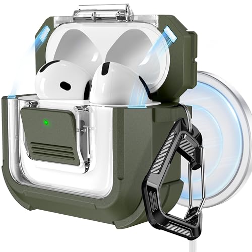 Image of RFUNGUANGO for AirPods 5 /4 Case (2026 /2024) with Lock, Green