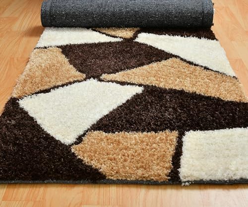 Image of SAGON Anti-Skid Shaggy Carpet Rug for Home | Ultra-Soft Plush Floor Mat for Living Room & Bedroom | Non-Slip, High-Density, Cozy Luxury Decor| 2 x 6 Feet Gold Stone