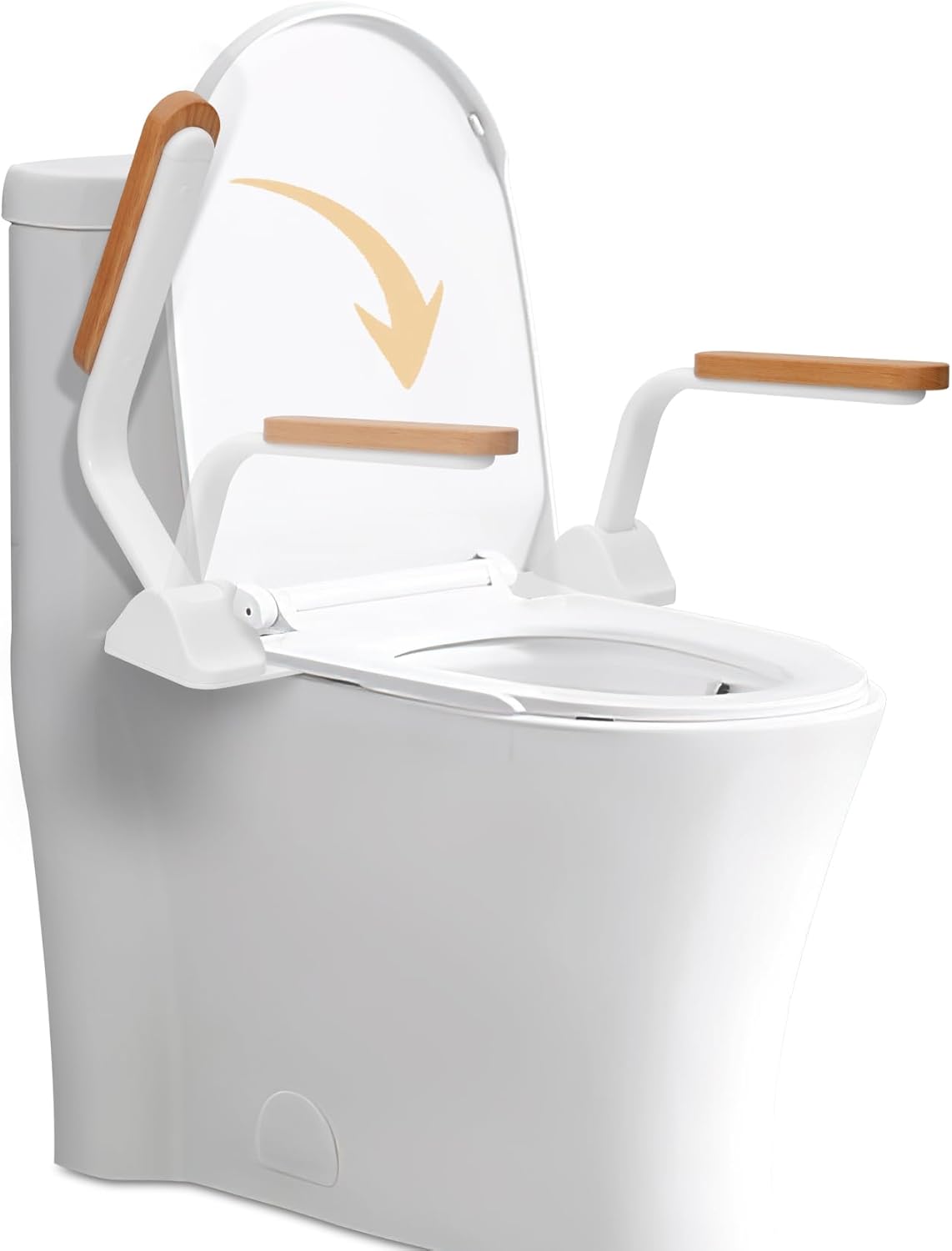 New Upgrade Toilet Safety Rails for Seniors (500LB), Handicap Toilet Seat with Foldable Arms, Adjustable Height and Width Toilet Rails for Seniors, Hardwood Friction Pad for Toilet Armrest White
