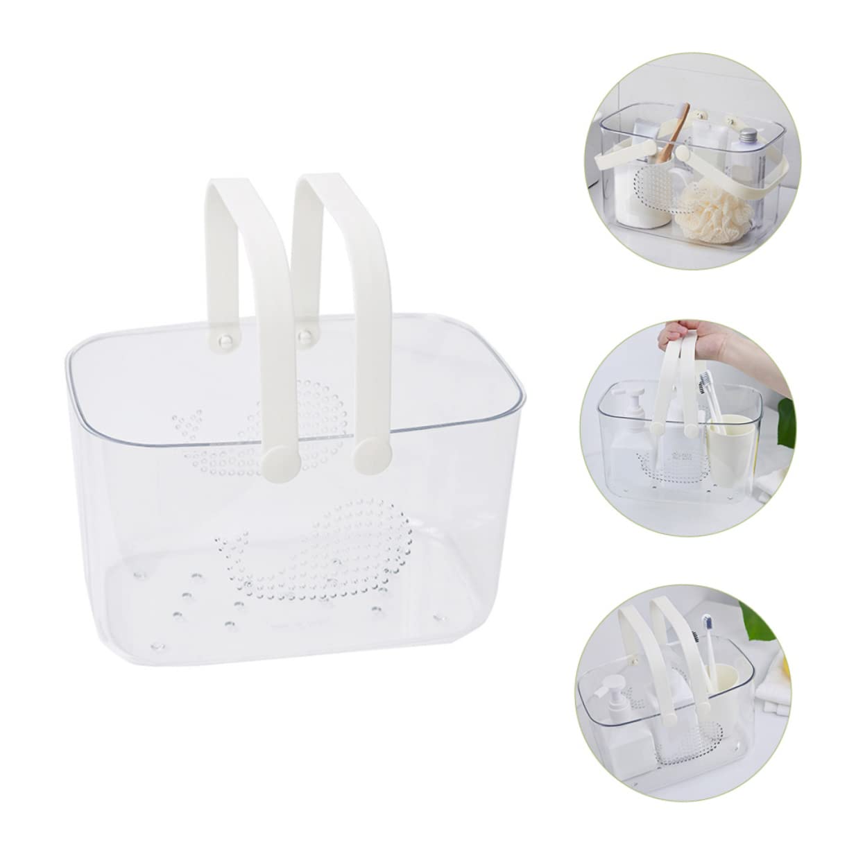 Cesta Portátil de Plástico Engrosado para Almacenamiento en Baño y Oficina, Organizador Asa para Productos de Ducha y Tocador, Práctica para Uso Diario