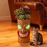 Tiki Statue Planter with Angry Tiki Planter, Totem Sculpture Planter Pot, Proof Decorative Flower Pot, Unique Head Planter for Indoor Plants, Unique Flower Pots for Home Art Decoration