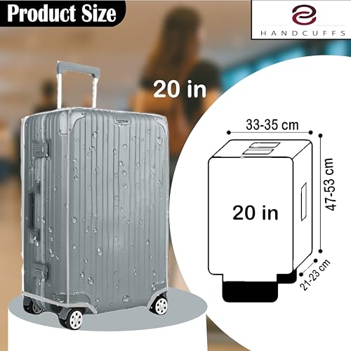 Image of Handcuffs PVC Transparent Luggage Trolley Waterproof Cover | Dust Proof Suitcase & Trolley Bag Cover - 20 Inches