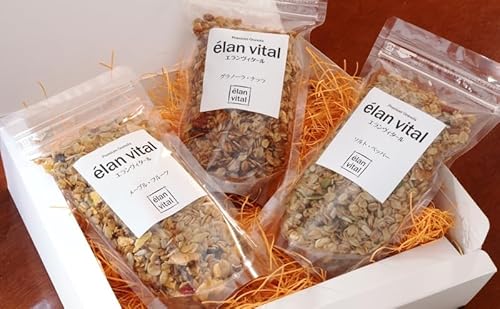 手作り グラノーラ 3個セットB フルーツ ナッツ ソルト ペッパー メープル エランヴィタール / 朝食 白砂糖不使用 お中元 お歳暮 母の日 プレゼント ギフト / [雑穀・加工食品・お菓子・詰合せ・シリアル]