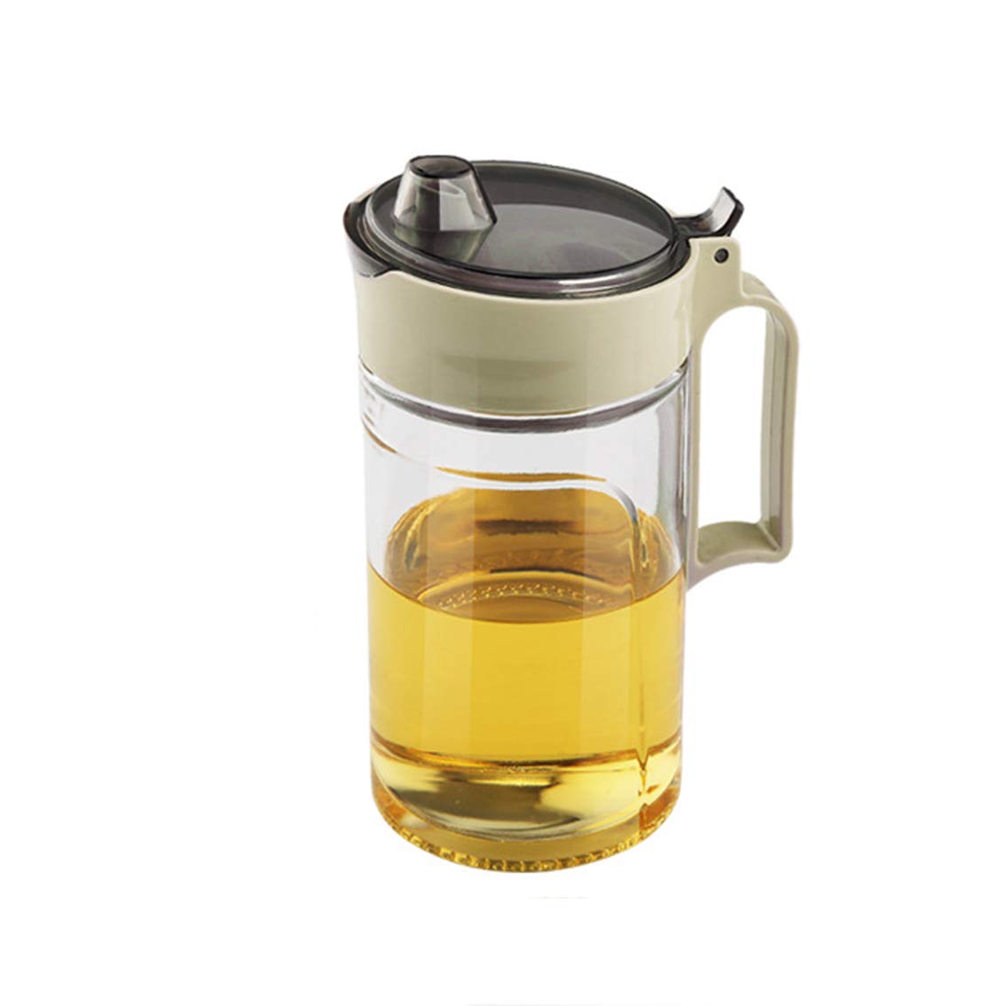 TENTA KITCHEN Oil Dispenser Vinegar dispenser maple syrup dispenser glass Bottle Cruet No Drip Plastic Bottle Spout with Protective Cap drip free pour spout restarant 22Oz (Beige 1PC)