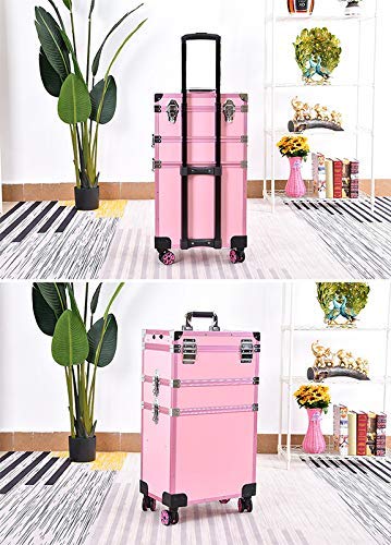 BYCDD Schminkaufbewahrung Trolley Kosmetikkoffer Schminkkoffer, Multikoffer Etagenkoffer Trolley Make-up Koffer für… – Bild 7