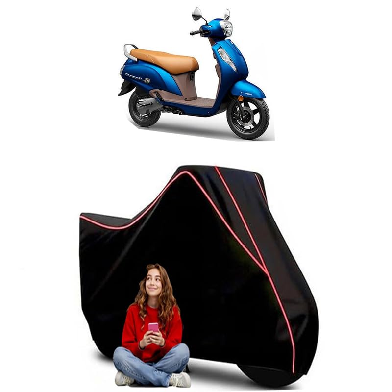 Image of Access 125 SE BS6 Scooty Bike Cover Water Resistant Outdoor Use Universal Fit Scooters Motorcycles Heavy Duty UV Protection Dust Rain Scratch Resistant Elastic Bottom Black Blue Piping