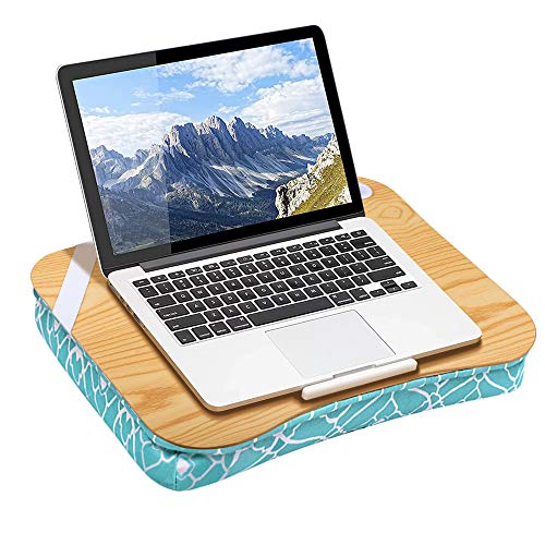 クッション膝上テーブル タブレット置き クッションテーブル 14インチ 取っ手付き ストッパー付き