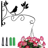 MATT SAGA Soporte para Plantas Colgantes de Pared Gancho con Tornillo para Comedero de Pájaros, Cestas de Macetas, Campanas de Viento, Linterna, Decoración de Jardín (Pájaro)