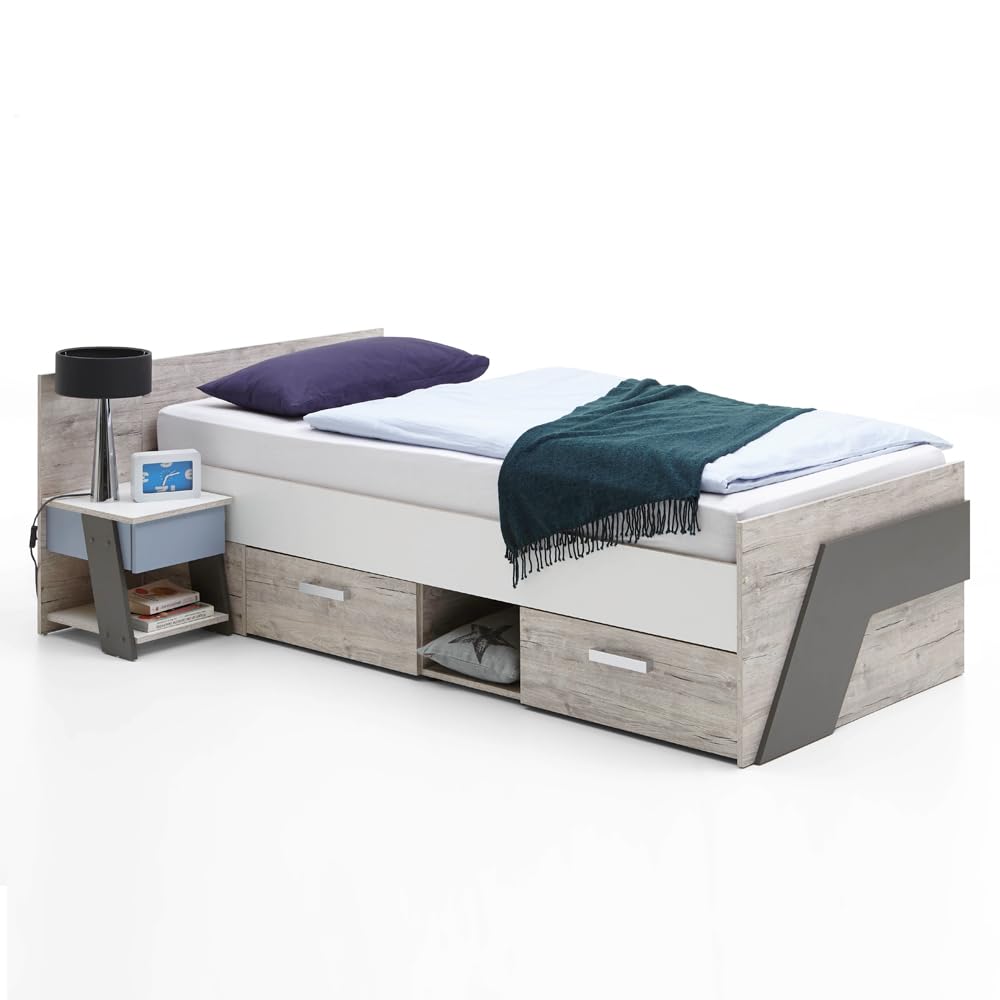 Lomadox Jugendzimmer Komplett Set Kinderzimmer Schlafzimmer Set LEEDS-10 6-teilig in Sandeiche Nb. Made in Germany