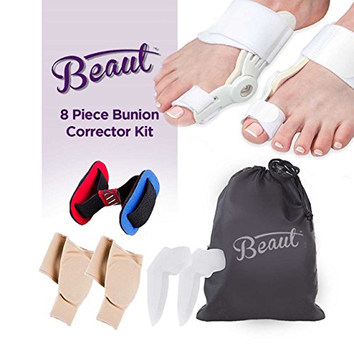 Bunion Corrector Splint and Pads Relief Kit - Hammer Toe and Hallux Valgus Pain Relief Sleeves â€“ 8Pc. Bunion Care for Big Toe Joint Pain - Men and Women â€“ Toe Separator, Straightener, Spacer, Spreader
