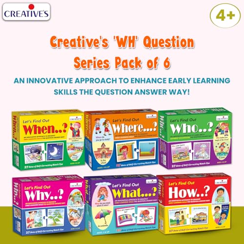 Image of Creative's 'WH' Question Series Pack of 6 - Let's Find Out What, When, Who, Where, Why & How | Develops Language - Visual Discrimination - Reasoning Skills - Learning & Education - Ages 4 & up