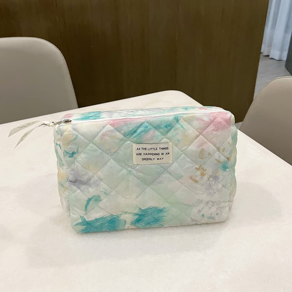 Borsa da Viaggio in Cotone con Tracolla, Porta pennelli da Trucco, Stampe Floreali, Trapuntata, graziosa insegna per Viaggi e casa