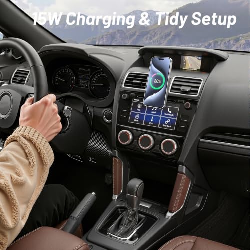 Image of Car Cell Phone Holder for Subaru Forester (2014-2018), Magnetic Phone Holder, Magsafe Car Mount Charger, Dashboard Phone Holder, Cell Phone Automobile Cradles, 15W Wireless, 360 & Hands Free
