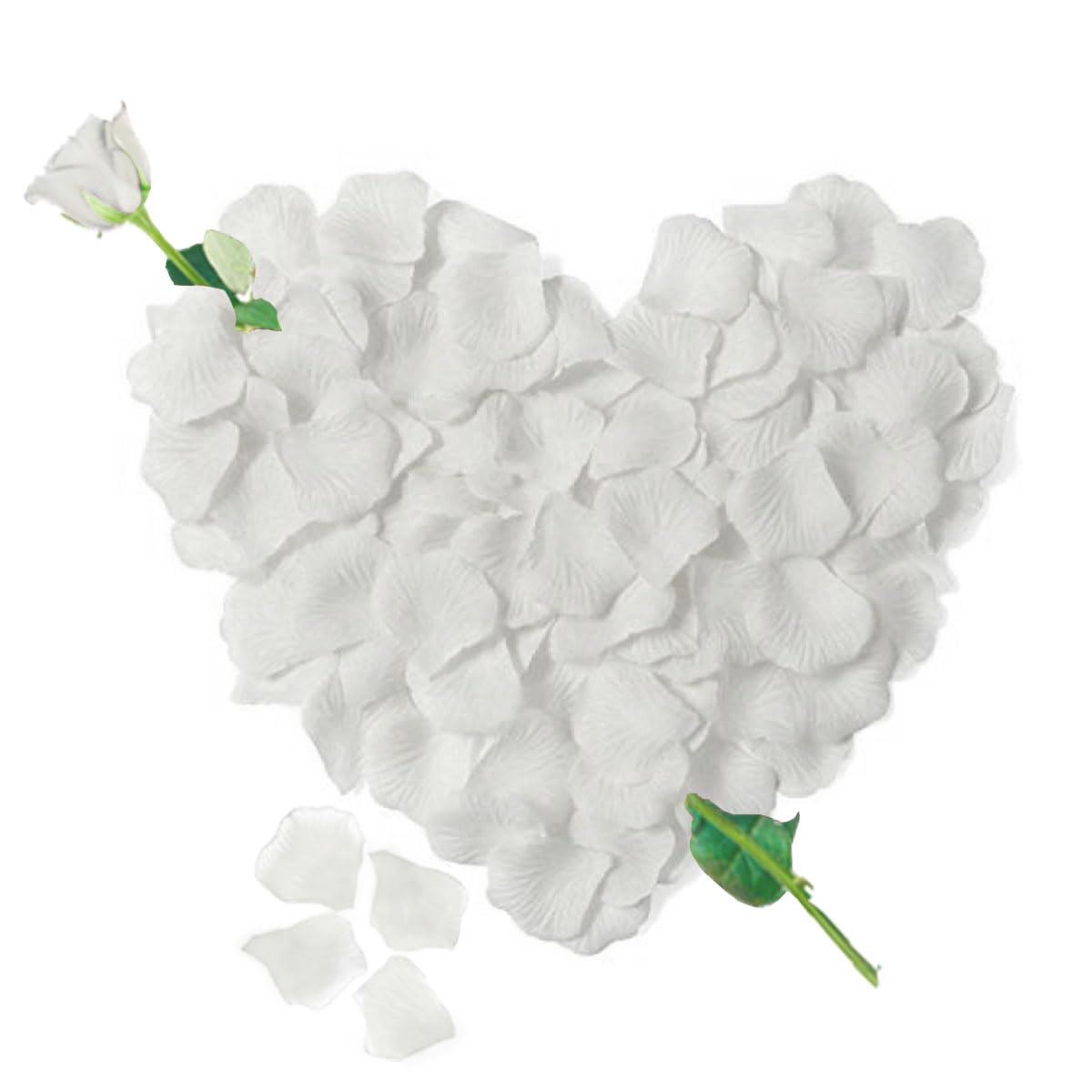 Jonami 1200 Pétalos de Rosa Artificiales Blanco de Seda, Decoración Romántica para el Día de San Valentín Bodas Nupcial Aniversario y Compromiso