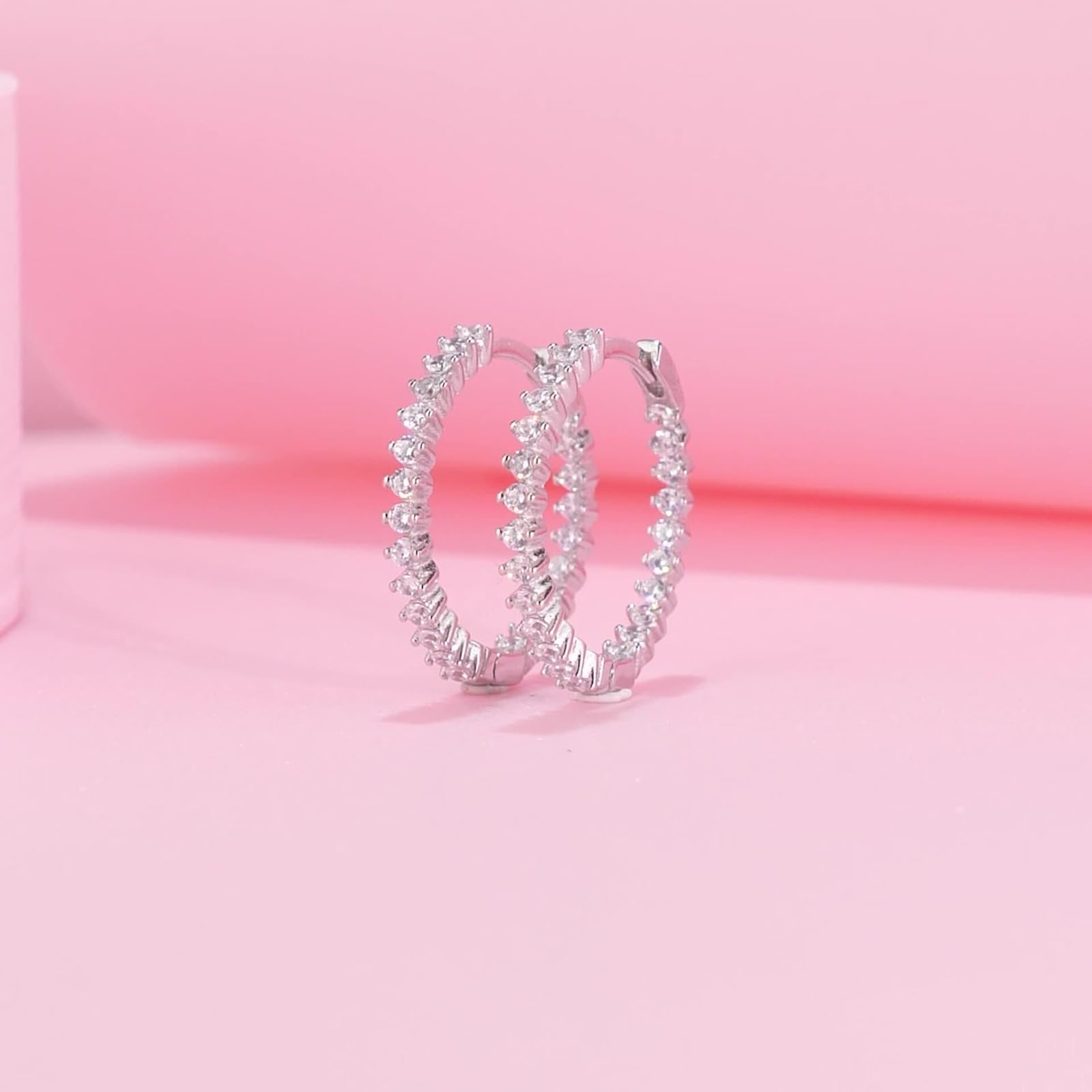Pendientes de aro de oro blanco 750 585 375 de oro auténtico para mujer, pendientes de aro para mujer, pendientes de aro elegantes con círculo redondo Moissanite, pendientes de boda sin níquel