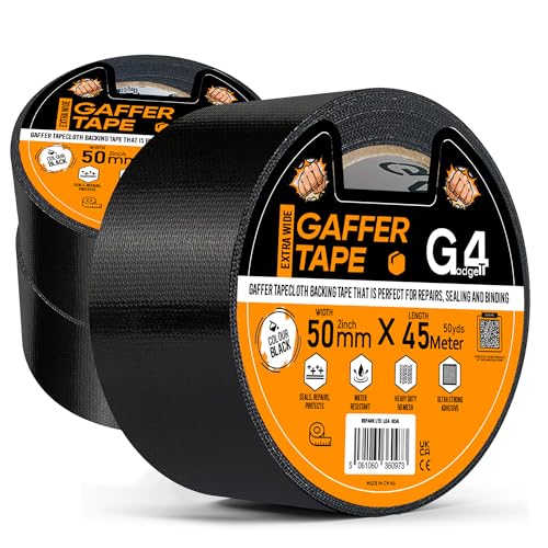 Ruban adhésif Gaffer noir G4GADGET lot de 3 rouleaux imperméables 48mm x 45m pour tout réparer