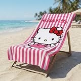 SZYBKOSCHNĄCY ręcznik plażowy, kąpielowy, (Stitch, Snoopy, Bluey, Hello Kitty, Marvel) 100% BAWEŁNA 70x140 cm OEKO-TEX (Hello Kitty)