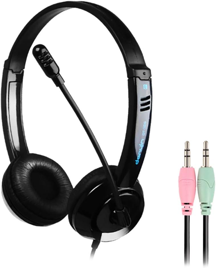 Adjustable Gaming Headset, 3.5mm Plug Over-Ear Headphone, 7.1 Surround Sound Earphone with Noise Cancel Mic, Compatible with N-Switch, PS4, Xbox One, Laptops, Tablet(Black Dual Plug)