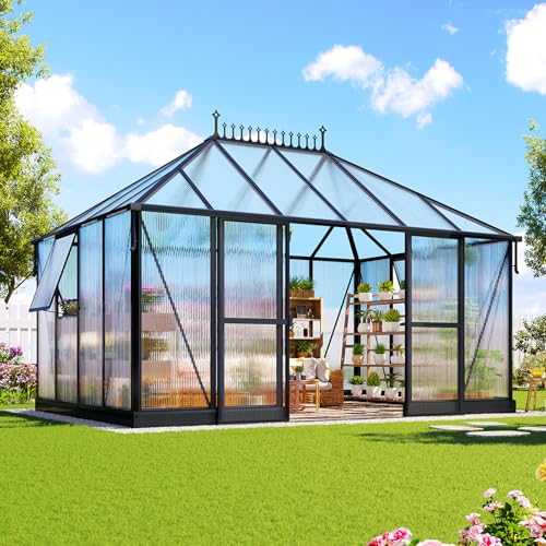 14x9.7x10 FT Polycarbonate Greenhouses for Outdoors, Large