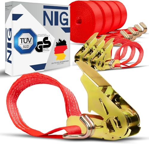 NTG 10 pièces Sangles de Serrage avec cliquet - 6m de Longueur 800 kg de capacité de Charge - testé TÜV/GS | Arrimage sûr de la Charge pour Les transports | Robuste et résistant aux intempéries