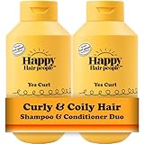 Happy Hair People Yes Curl Shampoo & Conditioner Set (2 x 355ml) for Moisturing Curly Hair, Defining Curls & Coils, Detangling - Vegan, Sulphate-Free - Mood-Boosting Orange Fragrance
