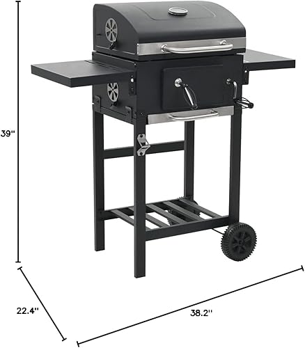 Miniatura 9 de CHARMMA Parrilla de barbacoa de carbón con estante inferior negro