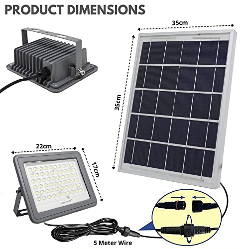 Hardoll 100W Solar Flood Light LED Outdoor for Lamp for Home Garden Waterproof(Cool White-Pack of 1)(Aluminium)