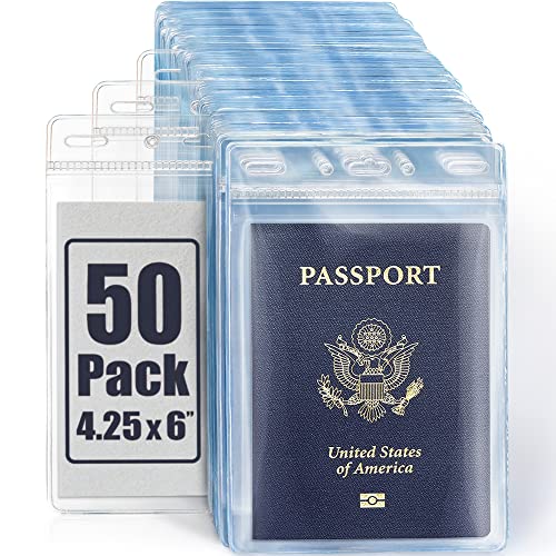 Image of 4x6 XXL Passport, ID, Name Card Holders - Vertical, Zipperless, 50 PK