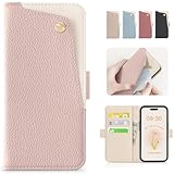 CASSYOOK iPhone 16 ケース 手帳型 おしゃれ iPhone16 手帳型ケース 携帯カバー アイフォン 16 ケース 手帳型 財布型 カード収納 スタンド機能 あいほん 16 ケース 手帳型 シンプル 軽量 耐衝撃 レディース アイフォン16 ケース 高級PUレザー 放熱性 汗や指紋防止 全面保護 耐汚れ(ライトピンク)