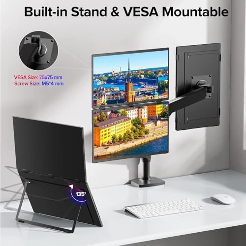 Image of TUTT 18.5 inch Portable Monitor Dual-Screen E28 | 100Hz | IPS | USB-C & HDMI | No Driver