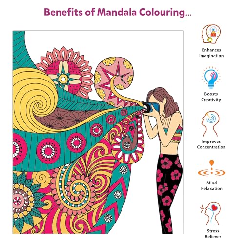 Image of Little Berry DIY Fashon Mandala Art Kit for Girls 9-12 Years | Art & Craft Kit for Girls | Colouring and Painting Set for Kids with 12 Mandala Designs and Sketch Pens | Gift Set for Kids Age 9+