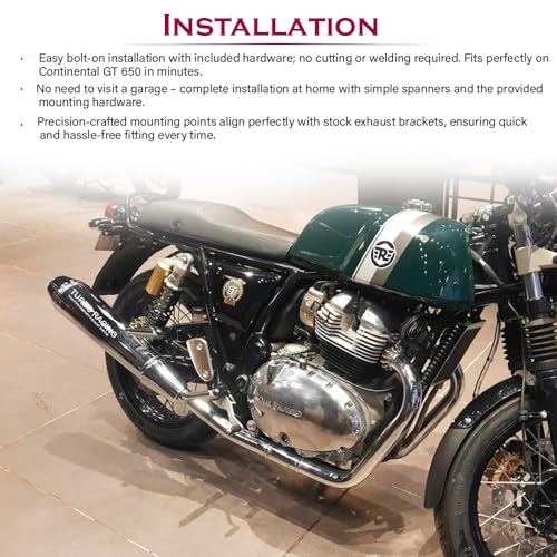 Image of Turbo Racing Exhaust Silencer for Royal Enfield Continental GT 650 | Chrome Finish | High Performance, Deep Sound, Durable (Set of 2)