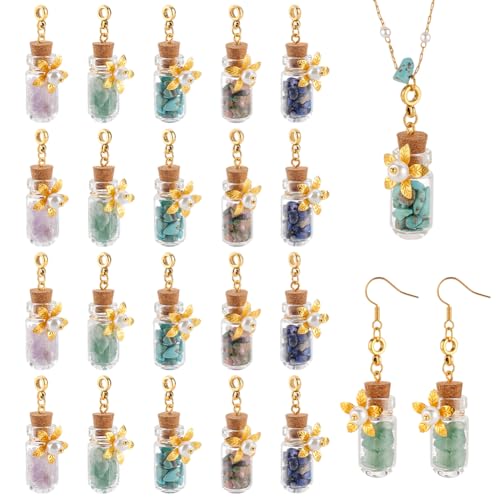Collier boucles d'oreilles faits main avec pendentifs en verre colorés