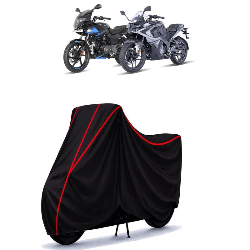 Image of Bajaj Pulsar 180 NS Water Resistant Bike Cover for All Motorcycles & Rain | Heavy Duty Taffeta Fabric | UV Protection, Dustproof, Scratchproof | All Weather Two Wheeler Body Cover with Elastic Bottom