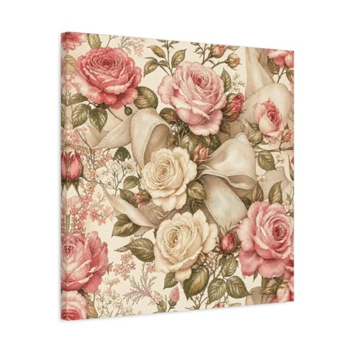Chassis 3cm toile de roses vintage au format carre authentique
