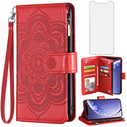 Étui de téléphone iPhone 11 fleur de style premium avec verre trempé