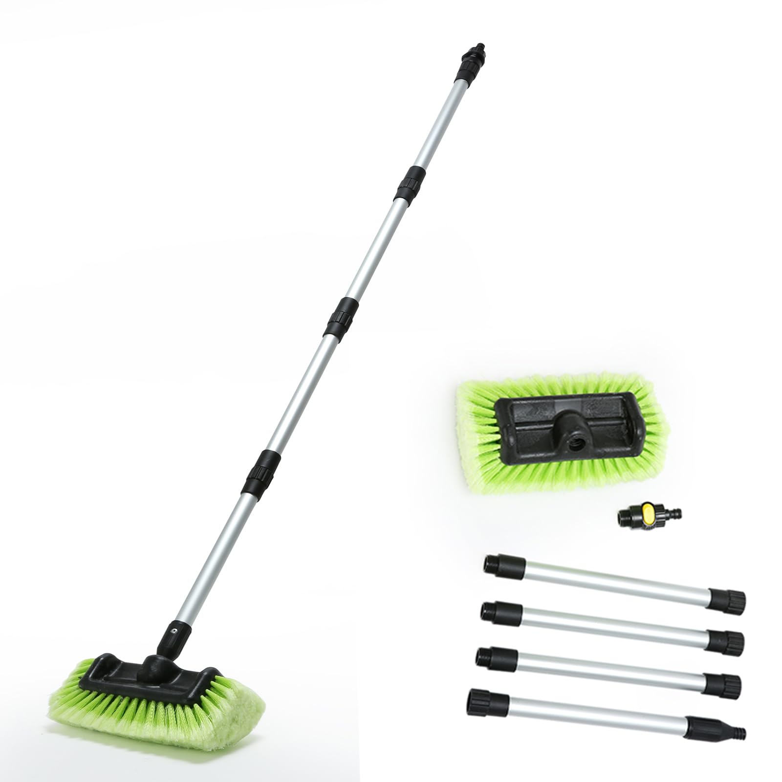 Szczotka do mycia samochodu 30 cm z długim uchwytem z miękkim włosiem szczotka do szorowania samochodu, ciężarówki, łodzi, kampera, bocznicy domu, na pokładzie kampera, mycie na zewnątrz, zielona