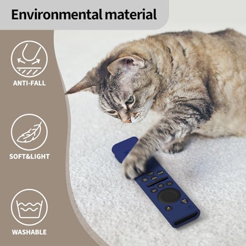 Image of OBOE Silicone TV Remote Cover for Samsung BN59-01311, Dark Blue | Compatible with Samsung Smart QLED TV, Open Key Protective Case, Includes Loop, Remote Not Included